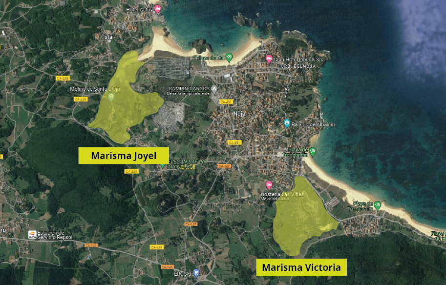 mapa-marismas-noja localizacion de las marismas de noja